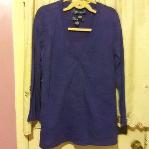 NWOT Susan Graver Purple 2 piece top set size M